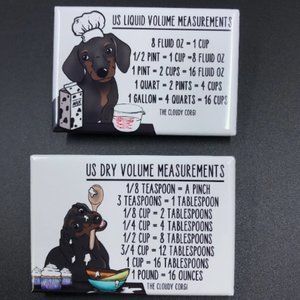 Black and Tan Dachshund Dog Measuring Chart Magnet Set Kitchen Cooking Baking
